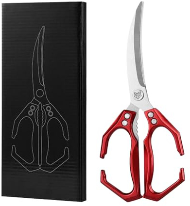 Ciseaux de Cuisine pour Aliments - 2 en 1 avec Casse-Noix et Ciseaux pour Aliments | Multifonction Acier Inoxydable Robustes pour Préparation Poisson Crevettes Barbecue