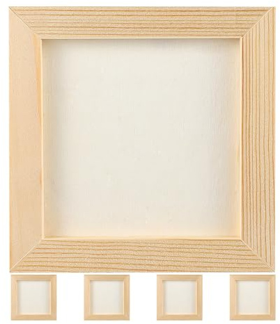 Amosfun Cornici in Legno 15x15cm per Ragazzo Ragazza 5 Pezzi per Pitture in Argilla Fai-da-te Design Semplice e Tatto Confortevole per Arti Creative