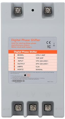 Haofy Convertidor de Fase Digital Voltaje Convertidor Industrial Monofásico a Trifásico Fácil Instalación 5.2A Frecuencia 50/60Hz para Talleres Domésticos