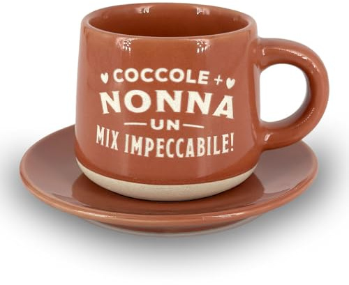 Tazzina da caffè personalizzata con piattino e scatola - Coccole Nonna