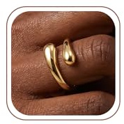Maxcate Ring Gold Silber Damen Verstellbarer Tropfenring | 18K Gold Vergoldet Chunky Ringe Wasserfeste Modeschmuck Geburtstag Geschenke für Frauen Freundin Beste Freundin