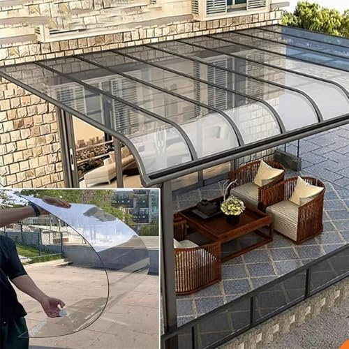 Placas de policarbonato para techos de 0,6 x 17 m, paneles transparentes para invernaderos, patios y refugios al aire libre, fáciles de cortar, resistentes a los rayos UV, resistentes a la intemperie
