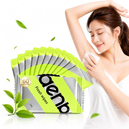 60 Pezzi Salviettine Antitraspiranti,Salviettine per il Corpo per Uomo e Donna,Salviette Deodoranti per Mani Piedi e Viso,Ideali per Sport e Uso Quotidiano
