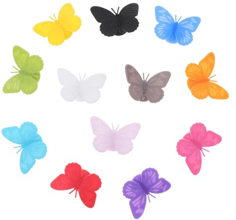Toyvian Segnabicchieri in Silicone a Forma di Farfalla per Vino, Identificatori Unici per Bicchieri, 12 Pezzi per Eventi e Riunioni Familiari Colore Casuale