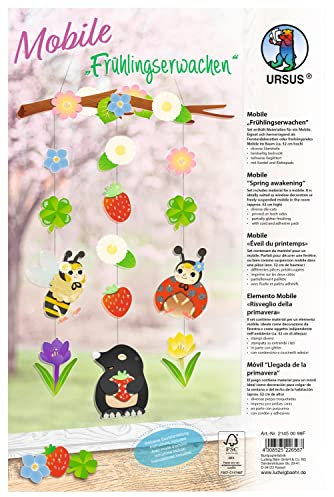 URSUS Bastel-Set Mobile Frühlingserwachen 66 Teile Papier Stranzbogen