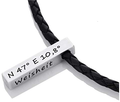 Herren Kette Gravur Koordinaten Schmuck * Männerschmuck Lederkette * Koordinatenschmuck * Geschenk Mann * Männerkette Silberbarren personalisiert | HANDMADE IN GERMANY