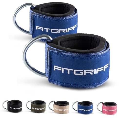 Fitgriff® Cavigliere Cavi Palestra V2 (2 Pezzi)- Attrezzi Fitness da Donna e Uomo per Kick Back, Allenamento dei Glutei, Leg Curl - Ankle Straps Gym