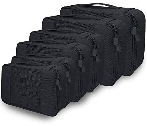 Kleidertaschen Kofferorganizer 6er Set, Netspower Reisen Organizer Tasche Packtaschen Reisegepäck Reisetaschen für Koffer Urlaub Rucksack Kleidung Schuhbeutel Unterwäsche Kosmetik BHS - Schwarz