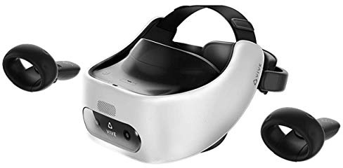 HTC Vive Pro Focus Plus 6DOF VR Headset in Almond White Bundle Including VR Headset, Controllers, face Cushion, QC 3.0 Charger and USB Type-C Cable