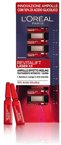 L'Oréal Paris Ampolle Revitalift Laser X3, angereichert mit 10% reinem Glykolsäurekonzentrat, Ledereffekt, 7 x 1 ml