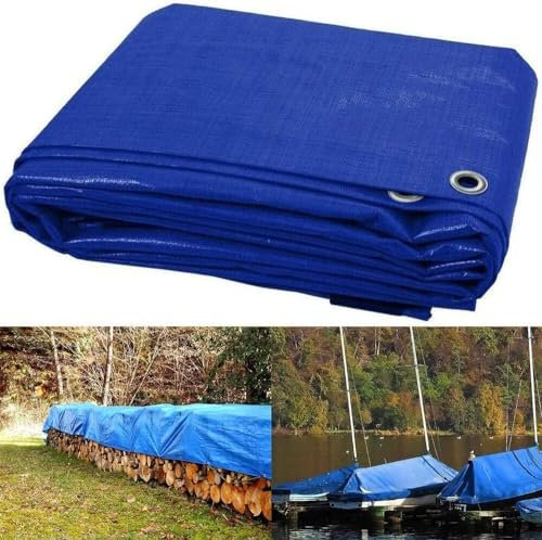 Heavy Duty Tarpaulin Waterproof Cover Tarp Tent Sheet for Camping Caravan Boat Car Picnic Outdoor Furniture Wood Covering with Strong Eyelets (12ft x 16ft)