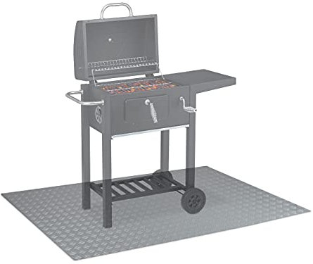 Relaxdays Tappeto per Barbecue, Tappetino Ignifugo, Protezione Pavimento Sotto Grill BBQ, Esterno, 150x100 cm, Argento
