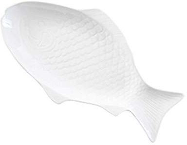 OSALADI Creative Fish Shaped Ceramic Plate 15.35 Inch Snack Storage Dish for Home Restaurant Dinnerware Serving Appetizer Salad Bowl