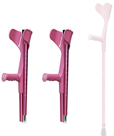 STXMY 1 Paar Unterarmgehstützen Gehhilfen Faltbar Krücken Paar Mit Ellbogenstütze, 100kg Belastbar, Für Kinder, Jugendliche, Senioren (Schwarz/Rosa/Blau) (Color : Pink)