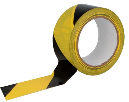 Amig - Nastro Adesivo di Segnalazione - Per Segnalazione e Avvertimento di Pericolo - Resistente all'Acqua e Flessibile - PVC - 50 mm x 30 m - Giallo e Nero
