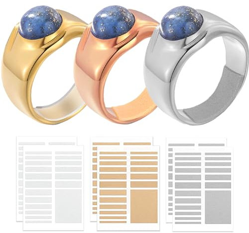 Heromor Ajusteur de Bagues - 6 Feuilles, 3 Couleurs, 2 Épaisseurs | Kit Auto-adhésif pour Ajuster la Taille des Bagues sans les Endommager