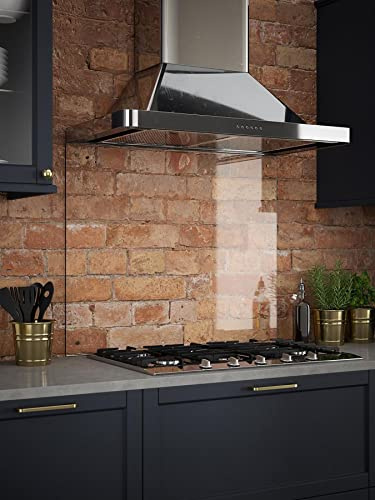 Generic Clear Glass Splashback with Brushed Brass Caps, 900 x 700 x 6mm