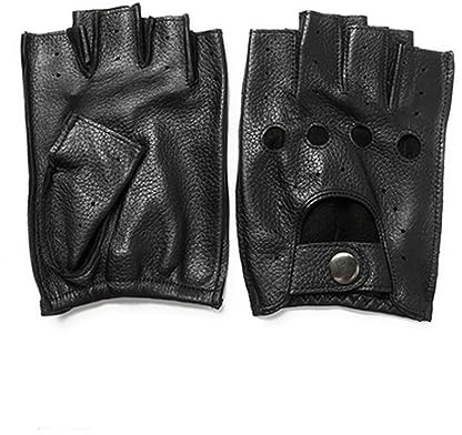 WILsem Frühling Herbst Männer Echte Leder Handschuhe Halb Finger Ziegenleder Fingerlose Fitness Fahren Männliche Handschuhe
