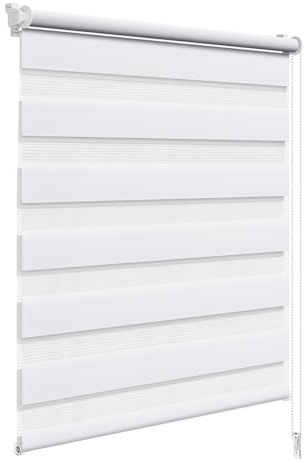 WOLTU Doppelrollo Klemmfix ohne Bohren 105x120 cm, Weiß | Duo Rollos für innen Fenster & Tür, Zebrarollo Lichtdurchlässig Fensterrollo Seitenzugrollo Verdunkelnd, Stoffbreite 102 cm