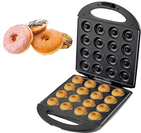 Mini Donut Maker, 16 Hole Small Doughnut Machine Pancakes Dessert Maker, Non-Stick Double‑Side Cookies Mold, Electric Nut Walnut Cake Biscuits Pastry Maker Kitchen Breakfast Machine