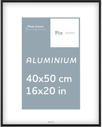 Pix FRAMES Cornice Foto - 40x50 cm - Portafoto da Parete in Alluminio - Elegante Cornici da Parete - Porta Foto da Muro - Leggera Quadretti da Parete - Moderno Portafoto - Nero