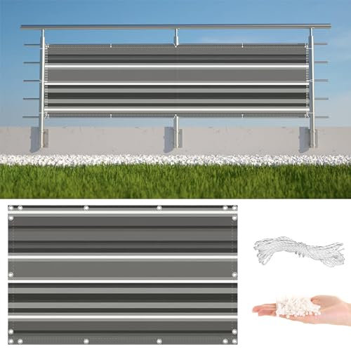 Balkon Sichtschutz 130x1500cm, Windschutz, 165g/㎡ HDPE, UV-Schutz, (in div. Größen & Farben) - Balkonumspannungen für Balkon Garten im Freien, Schwarze Weiße