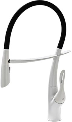 Luxus-Küchenarmatur aus Messing in Weiß mit intelligentem Touch-Design, Einhebel-Kaltwasserhahn und ausziehbarer schwarzer Spültischarmatur mit zwei Bedienelementen (Color : Brushed Nickel-01)