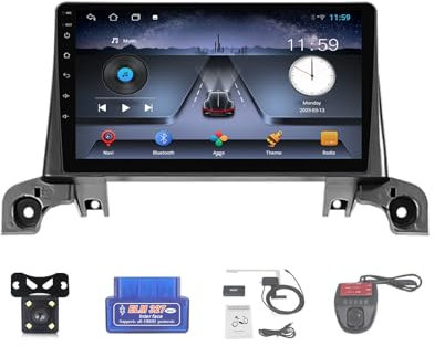 For Peugeot 3008 2020 Car Stereo 2 Din Wireless Carplay Android Auto 9 Full IPS Touchsreen HD Live Rearview/BT 5.0/WIFI/4G SIM/DVR/GPS/SWC/OBD 2/FM AM Radio RDS DAB+DSP(Size:M100CP)