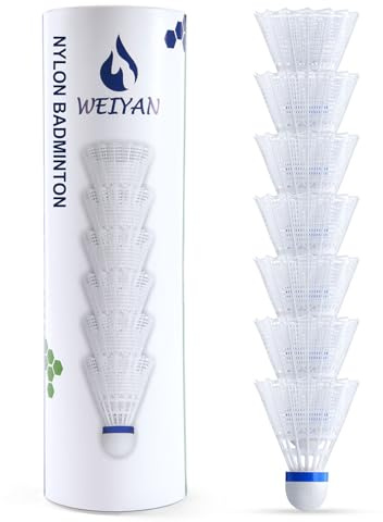 flintronic Badmintonbälle, 6 Pcs Nylon Federbälle, Badminton Bälle mit Hoher Stabilität und Haltbarkeit, Fachmann Federbälle für Indoor und Outdoor Training, Freizeit, Sport （Weiß）