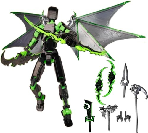 DKIIL NOIYB T13 - Figurine d'action Titan 13 - 5 armes, 6 mains - Figurine d'action 3D multi-jointe - Décoration de collection (noir et vert)