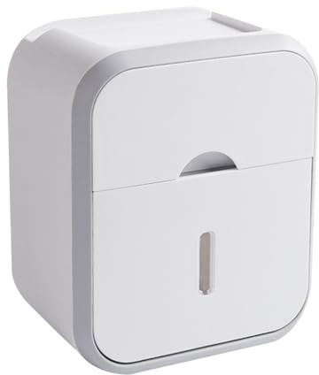 Toilet Roll Holder Toilet Paper Holder Toilet Paper Box Wall Mount Toilet Roll Holder with Drawers No Drilling Paper Towel Dispenser for Bathroom Toilet Roll Paper Fold Paper Storage