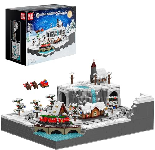 Mould King 12029 Klemmbausteine Weihnachten Ferngesteuert LED Weihnachtszug Wunderland Bausteine mit Musik Winterdekoration Modular Bausatz Geschenke für ab 14 Jahren (4234 Teile)