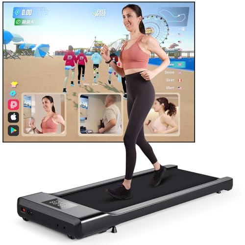 DeerRun Walking Pad Raceable, Max 159kg Walking Treadmill for Home Suitable for High-tech Wearables, Under Desk Treadmill with Multi-Runner Races,APP Control for Home&Office, Door to Door Delivery