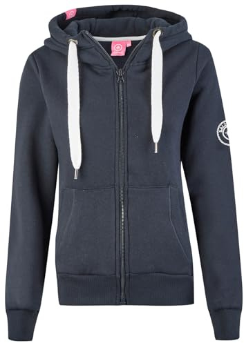Salzhaut Damen Kapuzen-Sweatjacke Sööte – Kapuzenjacke Hoodie Shirtjacke mit Kapuze mit Kordelzug in Navy Größe 3XL