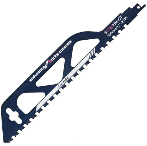 12-Inch Reciprocating Saw Blade-Demolition Masonry Wood Cutting Sawzall Pruning Blades Hard Alloy Saw Blades for Cutting Brick, Porous Concrete,Cutting Blade for Cement Composite Panels Bricks Wood