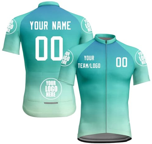 Radsport Trikots Männer Frauen Kurzarm Radsport Trikot Full Zip mit Taschen Personalisierte Team Name Team Ihr Name Logo Atmungsaktiv Radfahren Kleidung Schnell trocknen Bike Shirt