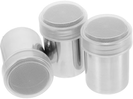 OUNONA 3pcs Stainless Steel Sugar Shaker and Flour Sifter Fine Mesh Powder Duster for Baking Coffee and Seasoning Even Cocoa Powder Distribution Easy to Clean