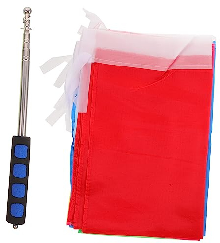Outdoor Leitflagge aus Polyester mit Edelstahl Fahnenmast, Tragbar | Reisegruppen und Outdoor Camping, Rostfrei, Runde Kugelspitze, 1 Satz Zufällige Farbe