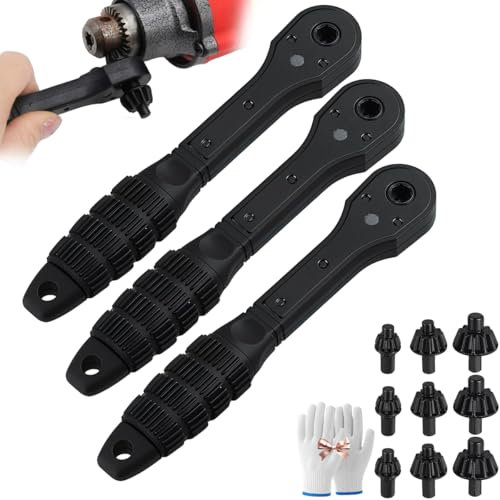 Llave de trinquete 2 en 1, llave de trinquete de doble cabeza, llave de carraca, llave universal de portabrocas de doble uso, herramienta de sujeción de repuesto para taladros eléctricos y