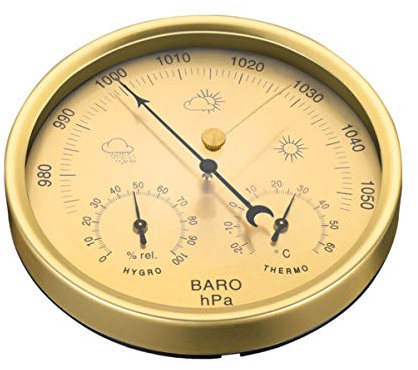 RYQZOVKX Outdoor Temperature Gauge Barometer with Hygrometer Precision Weather Station 3 in 1 Barometer for Indoor Outdoor Patio Use Yellow Digital Hygrometer/671