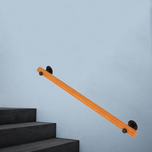 Corrimano antiscivolo per scale in legno con staffe, 3 m, in legno massello, kit per scale interne ringhiera per corridoio e soffitta, facile installazione