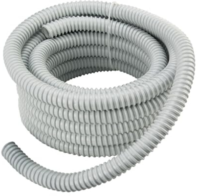 Gaine spiralée, diamètre 10 mm, longueur 30 mètres, gris, fabriquée en Italie, pour extérieur, résistant aux flammes et à l'écrasement, antichoc, auto-extinguible, tube de câbles électriques
