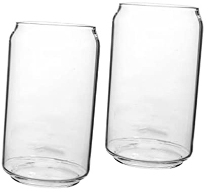 FUNNETOYU Vasos Para Beber Vidrio Templado 400ml Transparencia Resistente Copa De Cerveza Ligera Para Bebidas Frías Uso Hogar y Bar Set De 2 Piezas