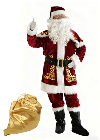 ABICULA Déguisement de Père Noël pour Hommes Costume Vêtement de Père Noël Adulte Cosplay(XXL)