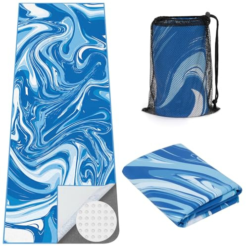 MicaYoung Yoga Handtuch Mikrofaser rutschfest für Yogamatte Saugfähig Schnelltrocknend Handtuch mit Antirutsch-Noppen Ecktaschen für Hot Yoga Pilates Sport Fitness