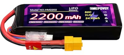 EMEPOVGY Batterie Lipo 11,1 V 3S 2200 mAh 50 C avec prise XT60 pour drone FPV quadrirotor RC avion avion