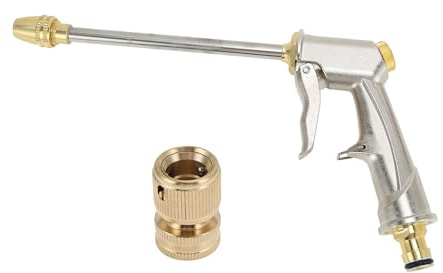 TUCKBOLD Boquilla De Manguera De Agua Resistente Boquilla De Manguera De Jardín De Alta Presión Pulverizador Manual Ajustable Para Jardinería Lavado De Vehículos Plateado Metalizado 1 Pc