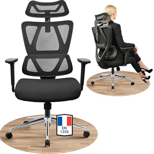 MELOKEA Bürostuhl Ergonomisch 150 kg, Federkern-Sitzpolster | Schreibtischstuhl für Homeoffice und langes Sitzen mit dynamischer Lendenstütze, 3D-Armlehnen und EN1335