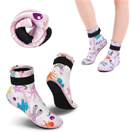bechoanigel Neoprensocken Kinder, 3mm Warm Halten Neopren Socken für Mädchen Jungen, Rutschfest Warmhaltend Tauchsocken Strandsocken Wattsocken Schwimmsocken