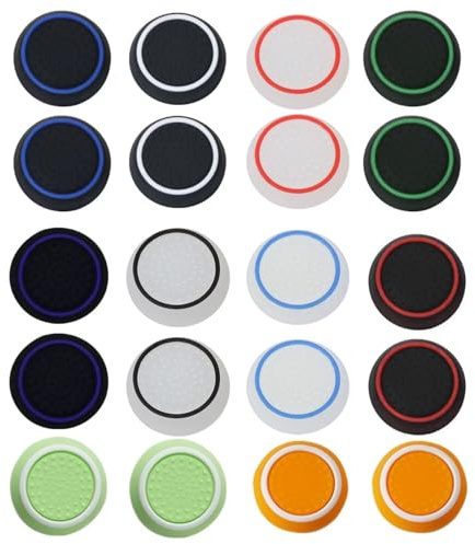 Lahkvor 20 Piezas Tapas de Joystick de Silicona, Thumb Grips para Mando PS5, Xbox Series X/S, PS4, Switch Pro, Protección de Stick Multicolor, Empuñadura de Pulgar Antideslizante para Gaming